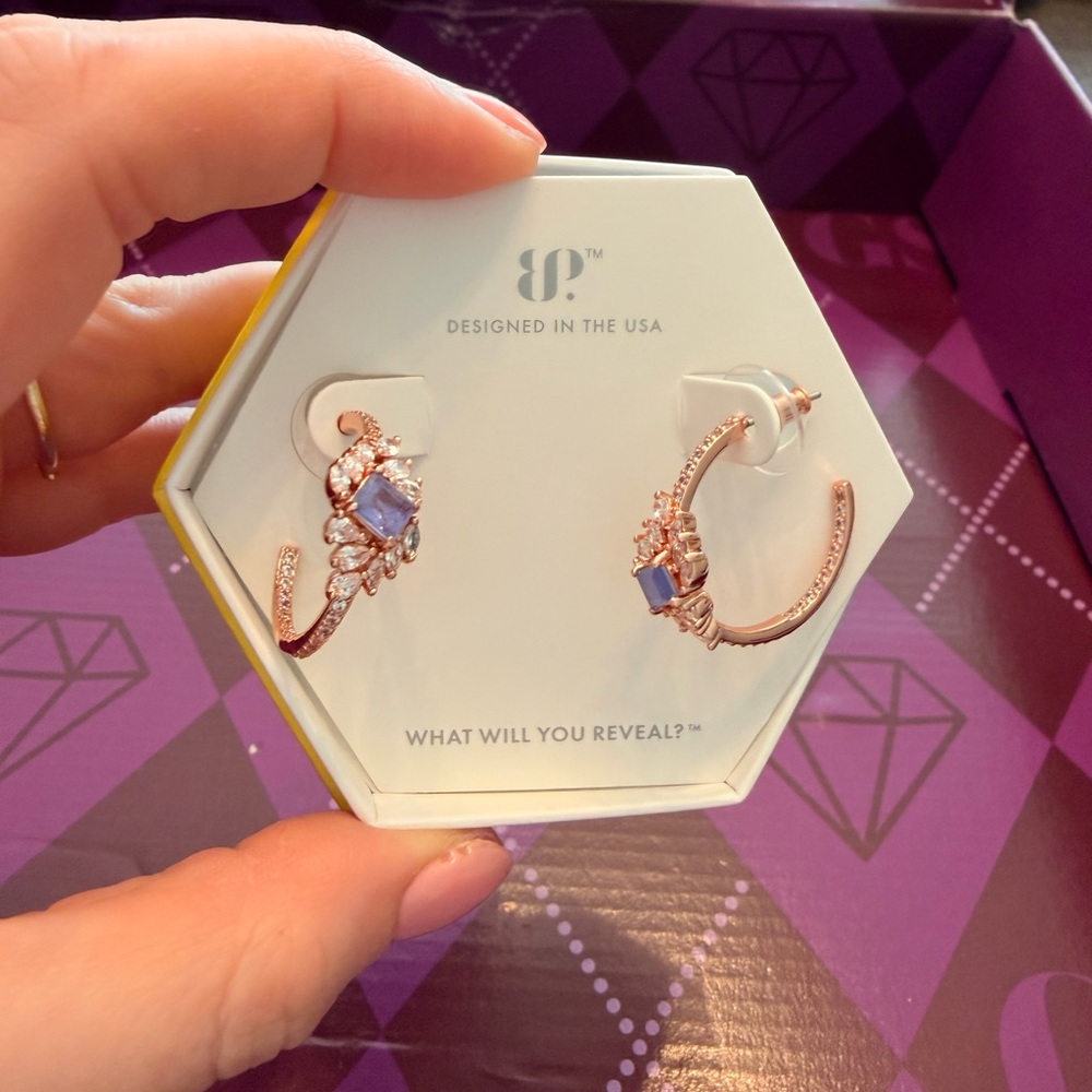 Stunning Purple and Rose Gold Earrings